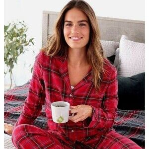 J.Jill Sleep Red Tartan Plaid Flannel Top Size XS NEW NWT Long Sleeve